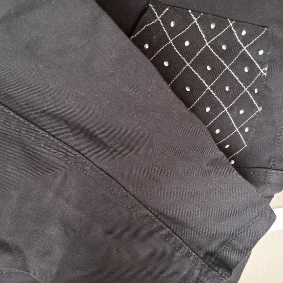 Tudor Court Haband Star-Studded Denim Jean Jacket 100% Cotton Black Size Large - Picture 7 of 8